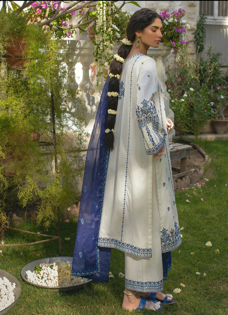 3 PC White Embroidered Suit