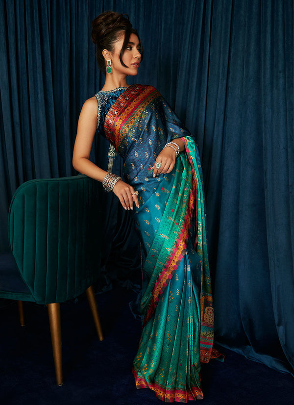 JULIA CHARMEUSE PRINTED SAREE