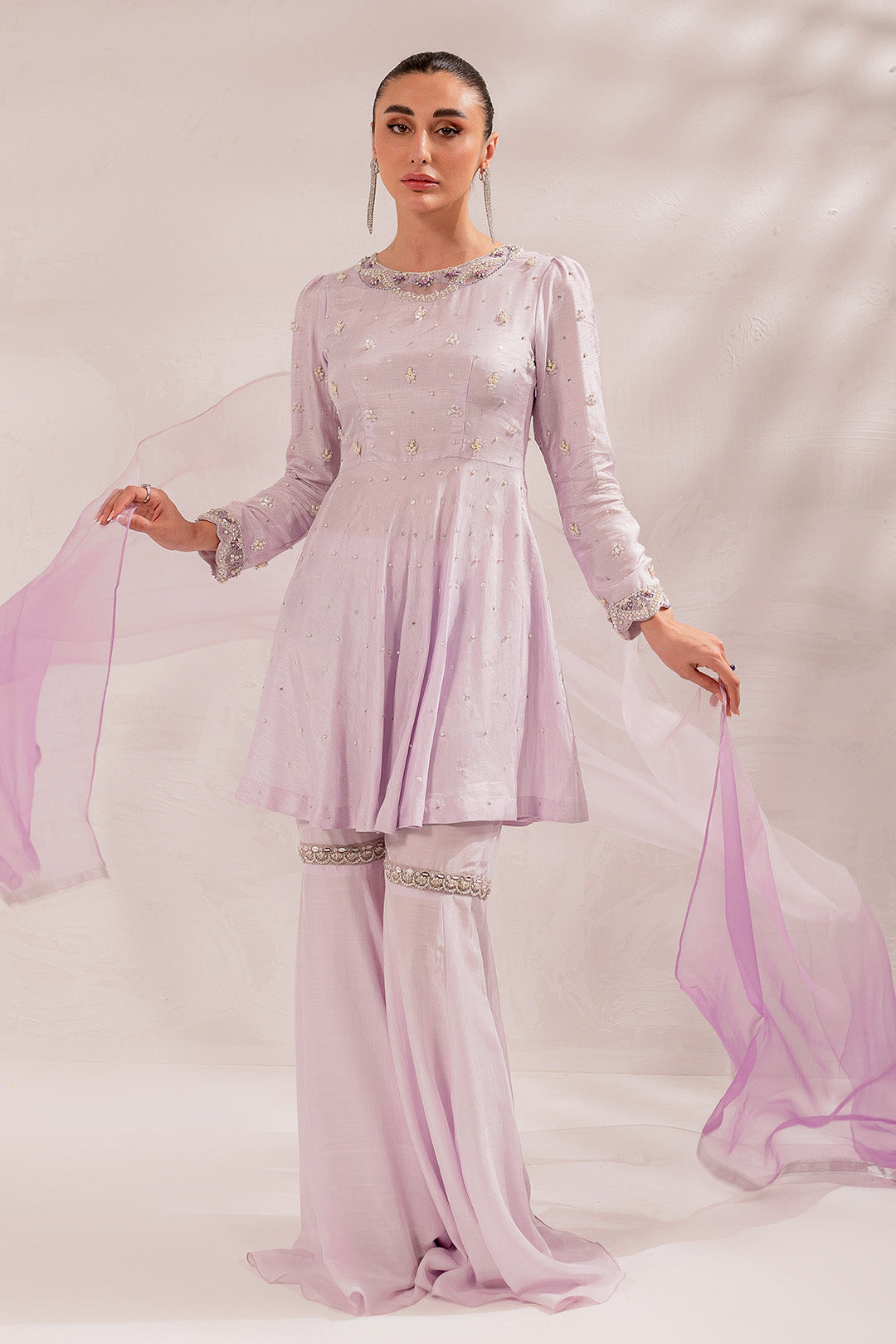 LILAC GHARARA SET (D-10)