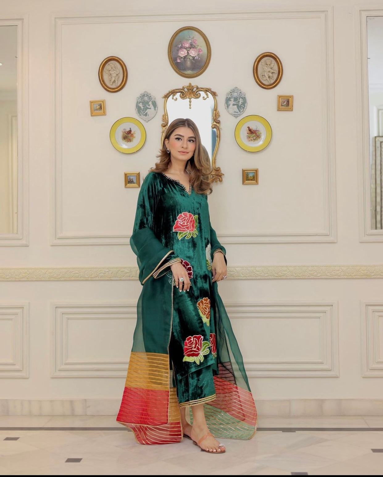 Zehra Saleem Velvet’22 - Green Velvet Suit